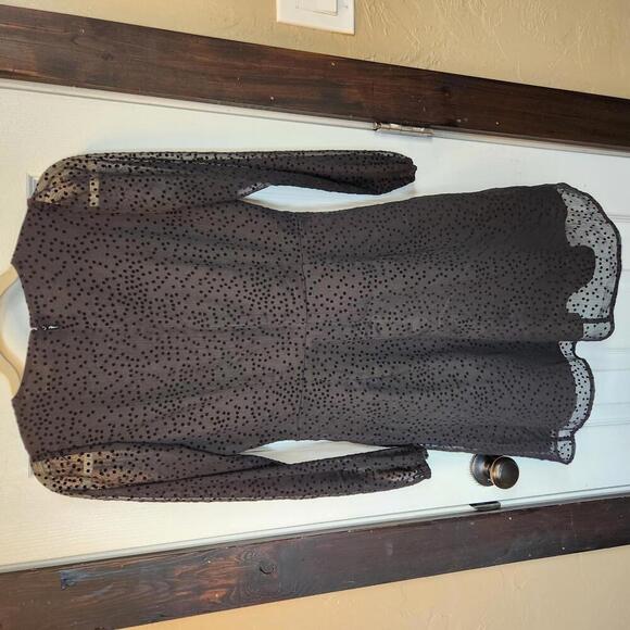 LOFT Black Polka Dot Dress with Sheer Sleeves- Size 00 Petite NWT - Picture 6 of 9